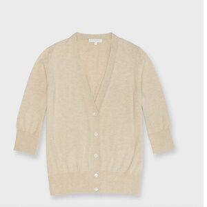 ANN MASHBURN Beige Button-Up Cardigan